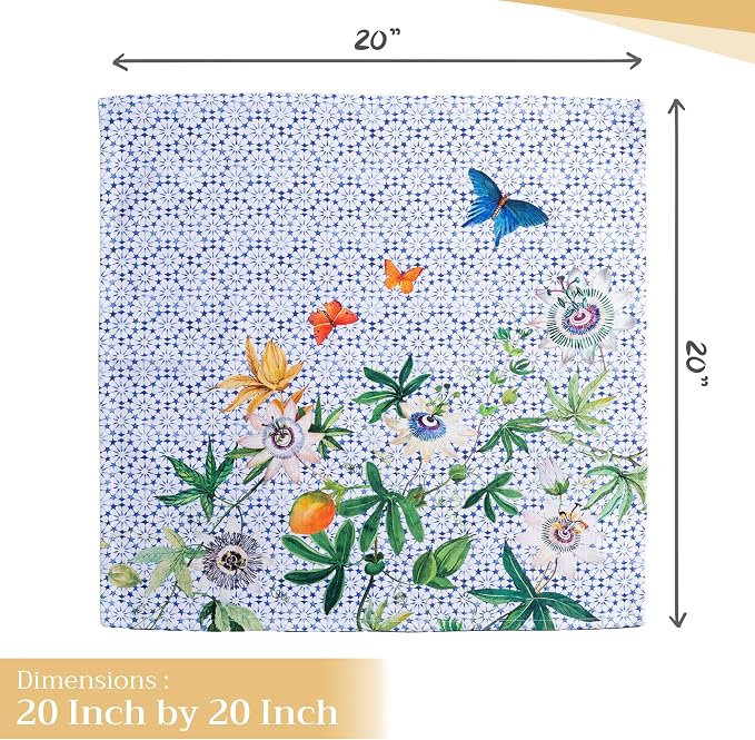 Maison d' Hermine Cloth Napkins Set of 4 Reusable 100% Cotton (20" x 20") | Everyday Square Napkins Cloth Washable Dinner Party Wedding Restaurant Hotel Kitchen Spring Summer - Passiflora - Image 4