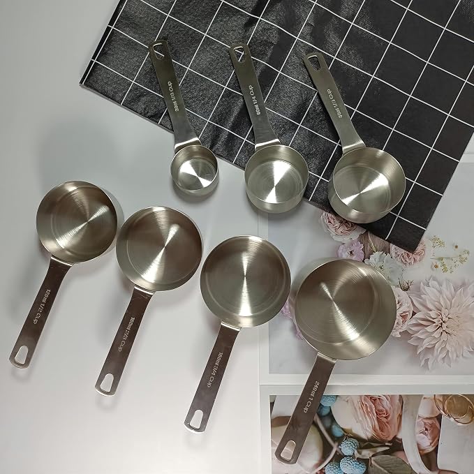 Measuring Cups Set, 18/8 Stainless Steel Measuring Cups for Dry & Liquid, Metal Measure Cups With Bonus Magnetic Conversion Chart for Kitchen & Baking - Image 5