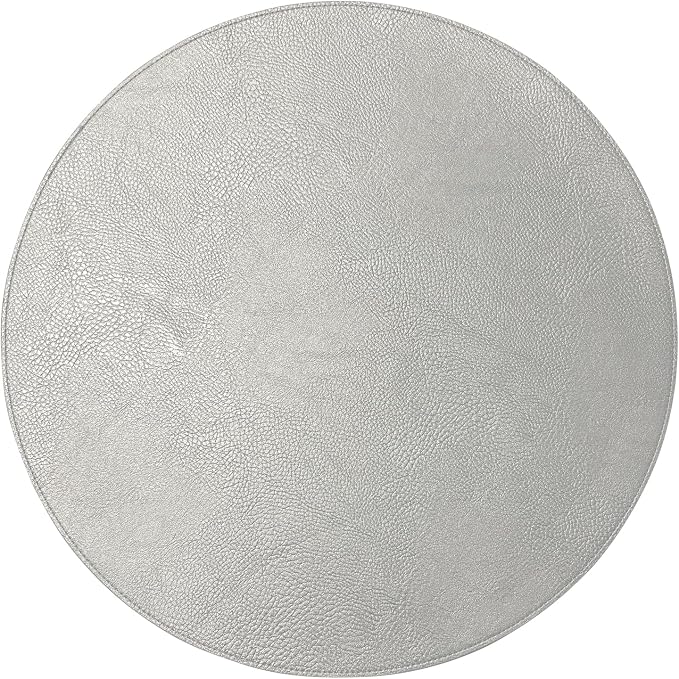 Morgan Faux Leather Round Set of 12 Placemats, 15", Silver, Heat Resistant, Stain Resistant, Non-Slip, Reversible, Durable Table Mats for Kitchen, Dining Table, Indoor Washable Use - Image 4