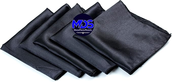 Set of 100 PCS Satin Napkin 12x12 Inch Square, Dinner Table Napkins for Wedding, Bulk Silky Sateen Cloth Napkins for Restaurant Banquet Graduation Birthday Party Decoration - Black - Image 2