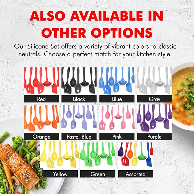 Chef Craft Premium Silicone Kitchen Tool and Utensil Set, 7 Piece, Purple - Image 7