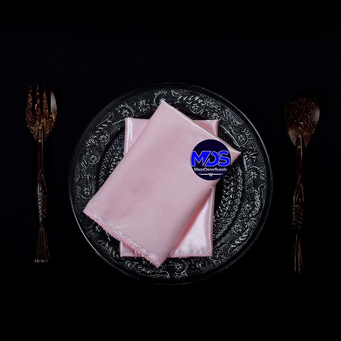 Set of 100 PCS Satin Napkin 12x12 Inch Square, Dinner Table Napkins for Wedding, Bulk Silky Sateen Cloth Napkins for Restaurant Banquet Graduation Birthday Party Decoration - Blush Pink - Image 5