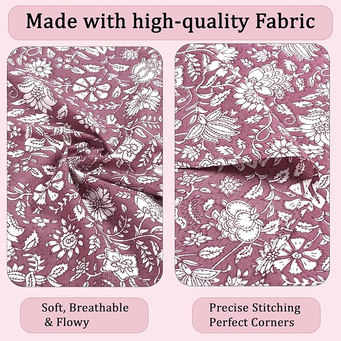 Mauve Vine Garden Hand Block Print 100% Cotton Napkins 18" x 18" (Set of 4) Reuseable Kitchen Napkins Cloth Decor Dinner Party Wedding Cocktail Gift for Spring, Easter, Summer - Image 6