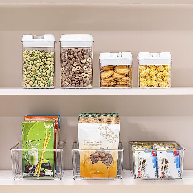 Vtopmart 2 Pack Food Storage Organizer Bins, Clear Plastic Bins for Pantry, Kitchen, Fridge, Cabinet Organization and Storage, 4 Compartment Holder Packets, Snacks, Pouches, Spice Packets | For Pantry, Kitchen, Fridge and Cabinet Organization, Organize... - Image 4