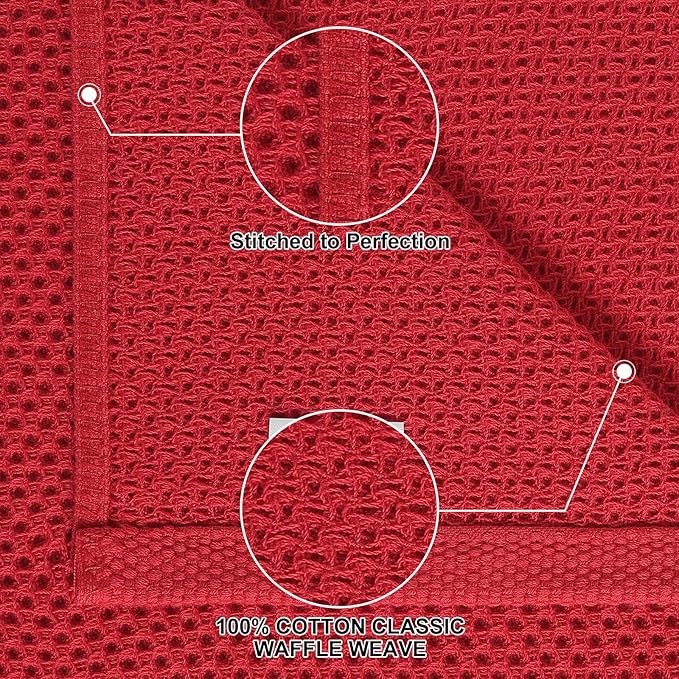 Homaxy 8 Pack 100% Cotton Kitchen Towels and Dishcloths Set, Red | 12 x 12 Inches and 13 x 28 Inches Kitchen Towels Set, Ultra Soft Absorbent Dish Cloths for Washing Dishes - Image 2