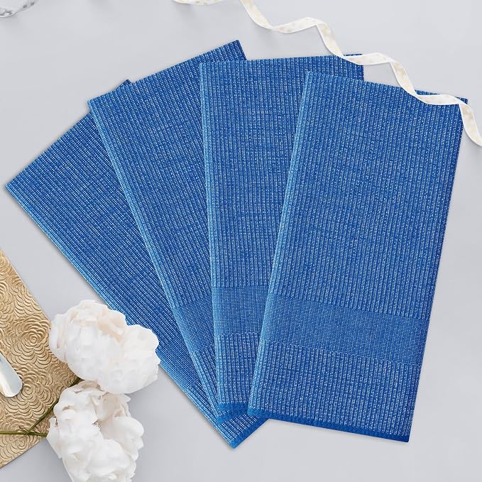 Homaxy 380 GSM Cotton Premium Kitchen Towels 3 Pack, 18"x 28", Blueberry | Flat and Terry Dish Towels, Highly Absorbent Tea Towel Set with Hanging Loop, Soft Utility Kitchen Hand Towels - Image 7