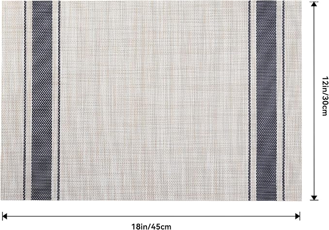 Leetaltree Khaki-Blue Placemats, Heat Resistant Non-Slip Place mats for Dining Table, Washable Durable PVC Vinyl Woven Table Mats (Set of 6) - Image 7
