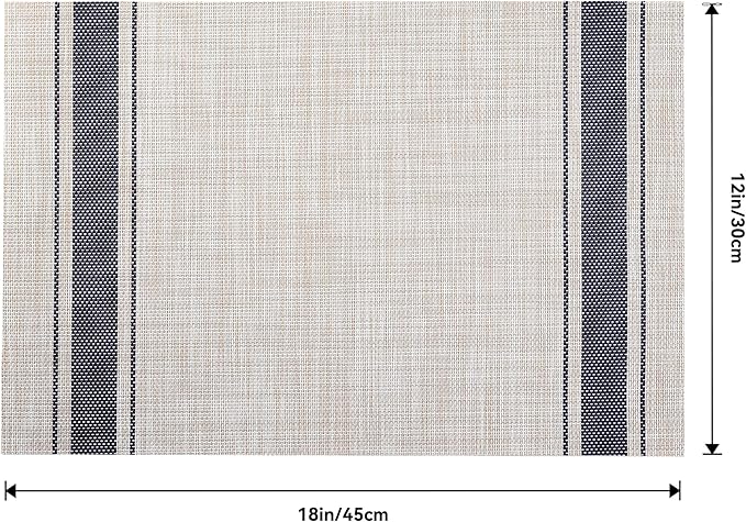 Leetaltree Khaki-Blue Placemats, Heat Resistant Non-Slip Place mats for Dining Table, Washable Durable PVC Vinyl Woven Table Mats (Set of 12) - Image 7