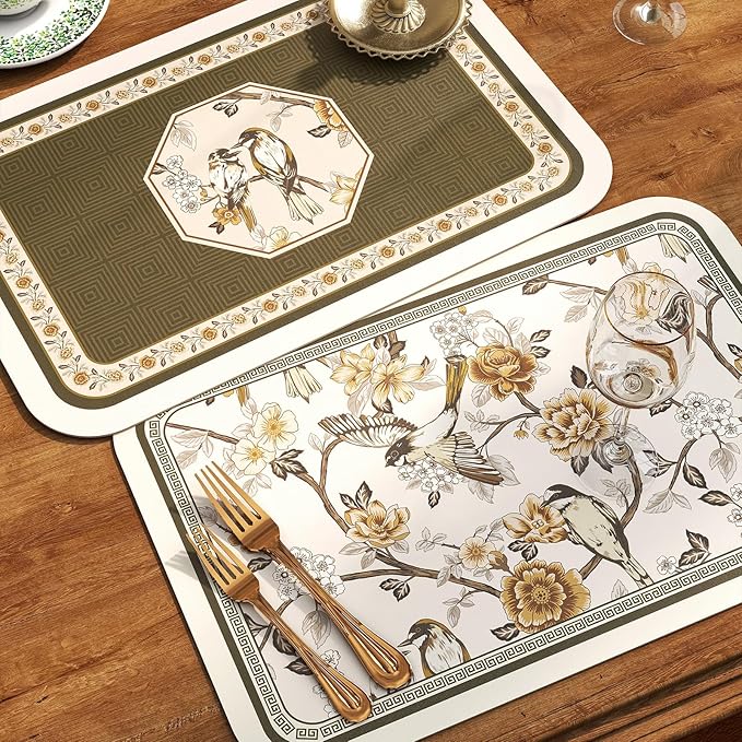 Vinyl Waterproof Placemats Set of 6 Rectangular,12"*17"-Murad A | Wipeable Beautiful Print Place Mats,Stain Resistant,Heat Resistant,Everyday Meals,Kitchen,Dinning,Holiday,Decor - Image 5