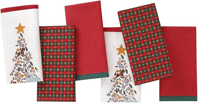 Folkulture Christmas Cloth Napkins, Cotton, Nutcracker Magic, Set of 6 | 18" X 18" Premium Decorative Napkins for Dinner, Farmhouse , Table Décor, Christmas Table & Kitchen Decorations, by FOLKULTURE