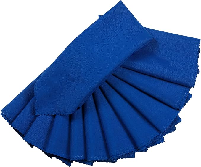 Pack of 50 Polyester Napkins 17 x 17 Inch Square with Scalloped Edge, Plain Washable Reusable Dining Table Cloth Napkin for Wedding Party Banquet Home Restaurant Bistro Decoration - Royal Blue - Image 2