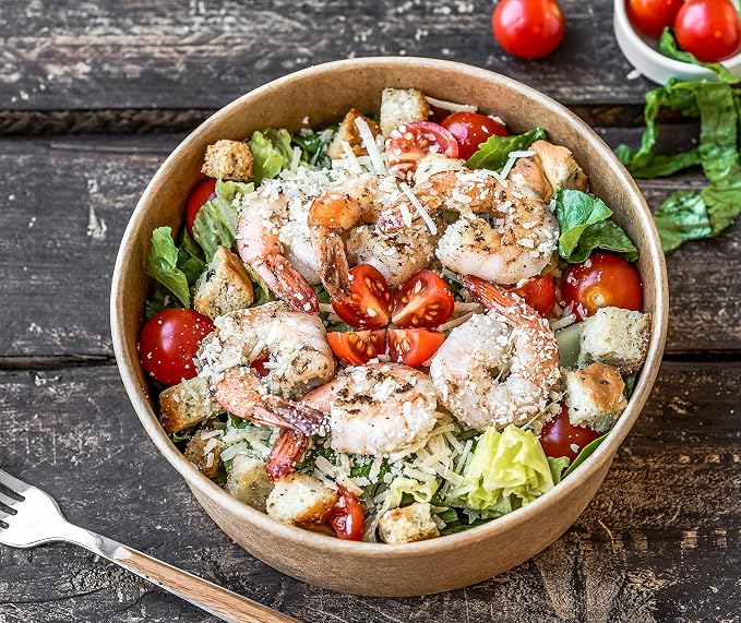 25 oz Disposable Kraft Round salad Bowls with Lid, 50 Sets Leakproof Microwave Meal soup containers Bowls, Waterproof Take Out Food Containers for Lunch Snack Camping Family - Image 8