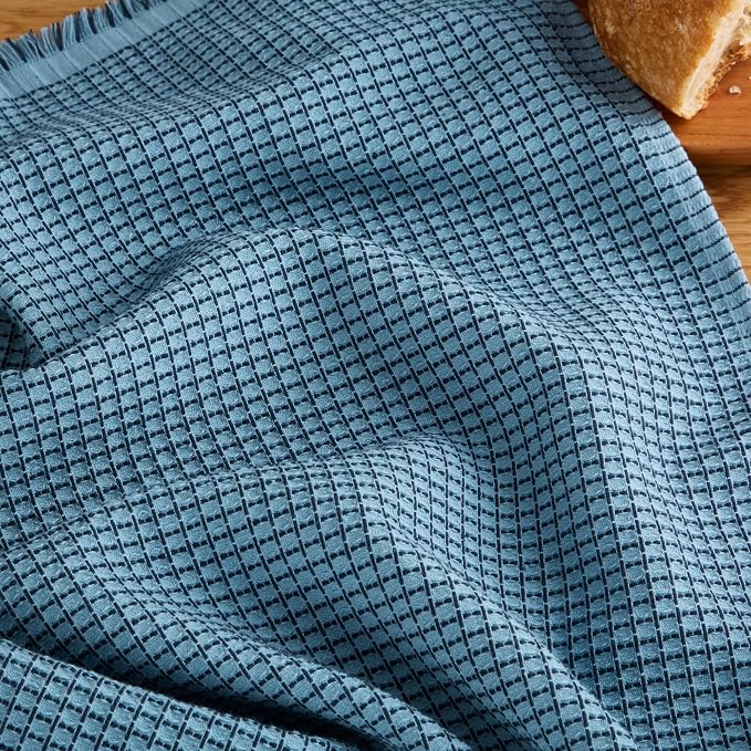 KitchenAid Gourmet Series Gridlines Kitchen Towels 3-Pack Set, 100% Cotton Absorbent, Blue Velvet, 18"x28" - Image 5