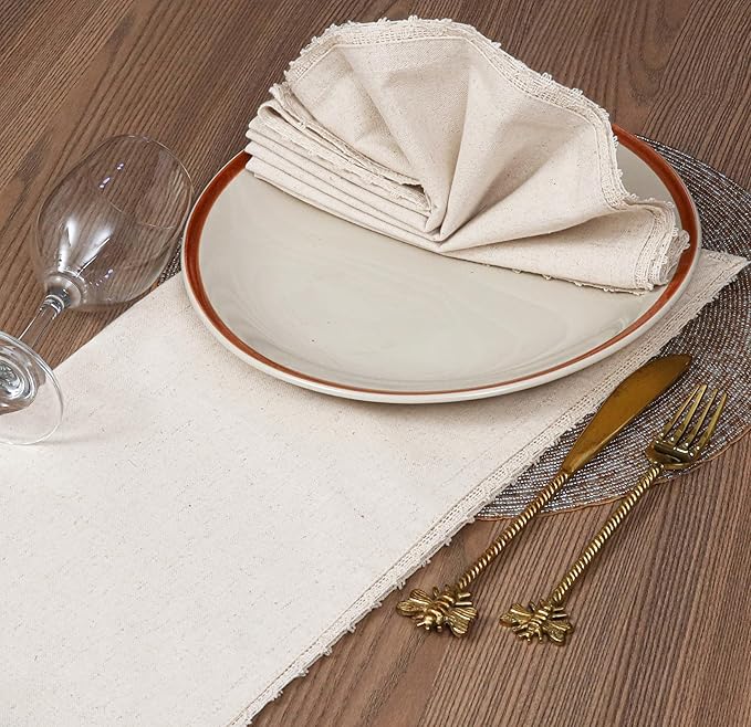 Bedding Craft Cloth Dinner Napkins Linen Flax Cotton 18x18 Set of 12 – Natural with Lace & Mitered Corners – Machine Washable Reusable Fabric Napkins for Weddings, Parties & Table Decorations - Image 4