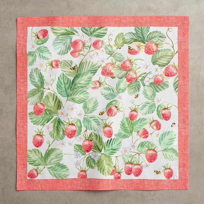 Maison d' Hermine Cloth Napkins Set of 4 Reusable 100% Cotton (18" x 18") | Everyday Square Napkins Cloth Washable Dinner Party Wedding Restaurant Hotel Kitchen Spring Summer - Strawberry Summer - Image 8