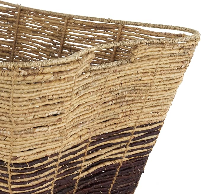 Deco 79 Seagrass Handmade Decorative and Functional Storage Basket Oversized Color Block Basket Organizer with Slot Handles, Basket for Storage 30" x 20" x 15", Brown - Image 4