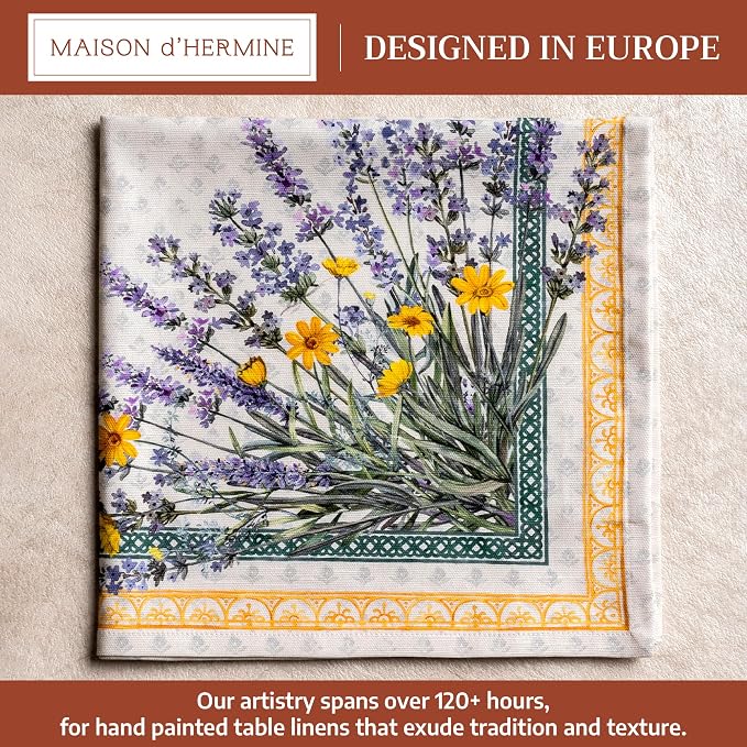 Maison d' Hermine Cloth Napkins Set of 4 Reusable 100% Cotton (20" x 20") | Everyday Square Napkins Cloth Washable Dinner Party Wedding Restaurant Hotel Kitchen Spring Summer - Fanny Lavender - Image 2
