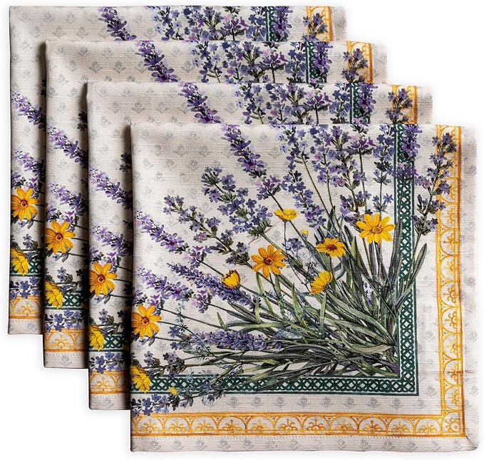 Maison d' Hermine Cloth Napkins Set of 4 Reusable 100% Cotton (20" x 20") | Everyday Square Napkins Cloth Washable Dinner Party Wedding Restaurant Hotel Kitchen Spring Summer - Fanny Lavender by MaisondHermine