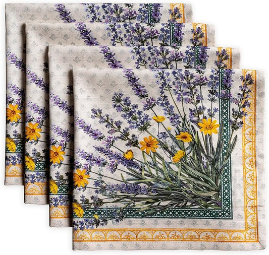 Maison d' Hermine Cloth Napkins Set of 4 Reusable 100% Cotton (20" x 20") | Everyday Square Napkins Cloth Washable Dinner Party Wedding Restaurant Hotel Kitchen Spring Summer - Fanny Lavender by MaisondHermine