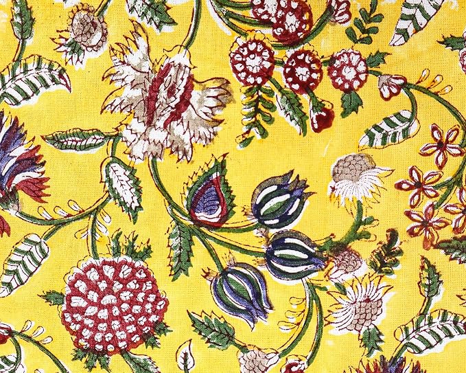14x14 Inches Cotton Napkins Set of 4, Yellow Red, Washable Hand Block Printed Reusable Cloth Napkins for Dinning, Party, Wedding, Home Decor Autumn - Image 5