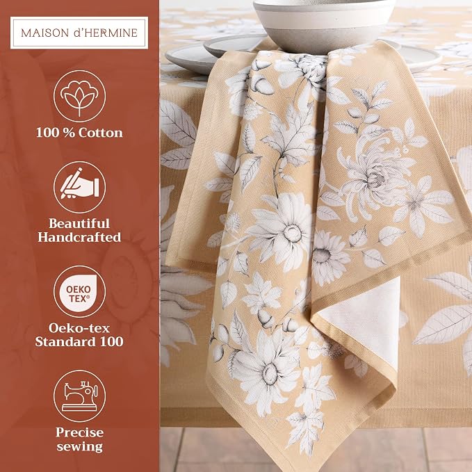 Maison d' Hermine Cloth Napkins Set of 4 Reusable 100% Cotton (20" x 20") | Everyday Square Napkins Cloth Washable Dinner Wedding Restaurant Hotel Kitchen Thanksgiving Christmas - Pretty Autumn - Image 2