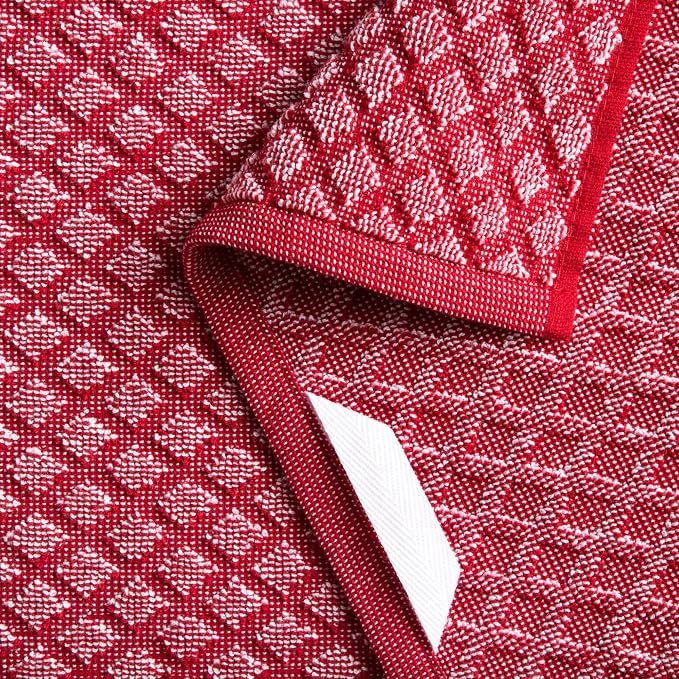 Martha Stewart Honeycomb Chambray Textured Kitchen Towel 4-Pack Set, 100% Cotton with Absorbent Terrycloth, Decorative Kitchen Towels, Red, 16"x28" - Image 3