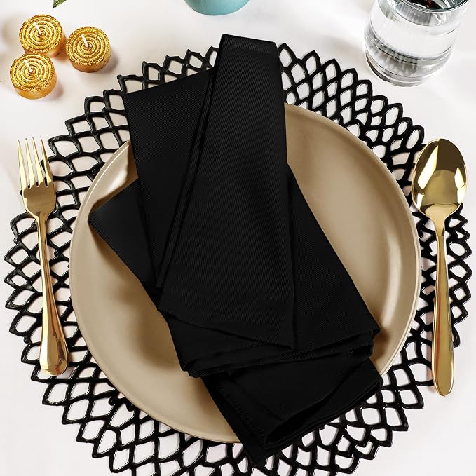 Utopia Kitchen Cotton Blend Black Cloth Napkins [24 Pack, 18x18 Inch] | Absorbent Washable and Reusable for Dinner, Restaurant, Lunch, Wedding and Hotel - Image 8