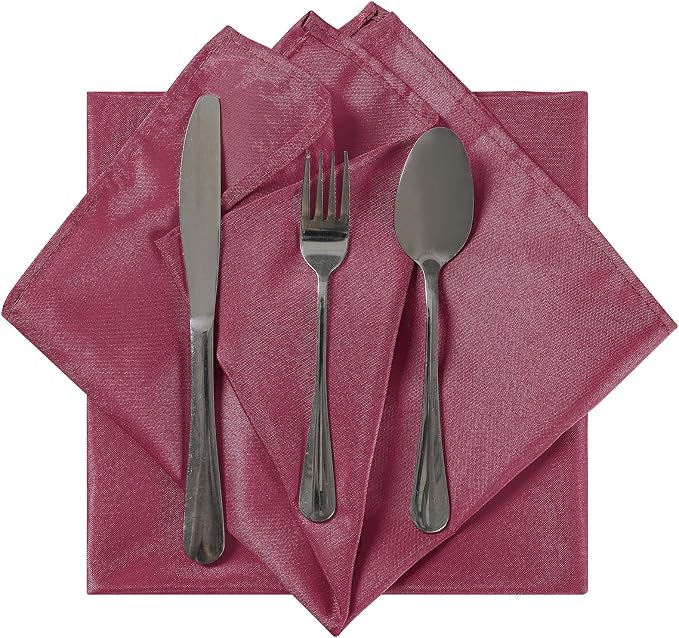 Cloth Napkins 20x20 inch Washable Polyester Dinner Napkins Soft Table Napkins for Wedding Party Dining Banquet(Burgundy,100PCS) - Image 4