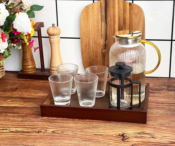 Serving Tray with Handles, 13" x 8.7" Bamboo Tray | Serving Platter for Coffee Table, Tray for Bed, Couch, Ottoman, Kitchen Counter, Rustic Home Decor & Entertaining Essentials - Image 5