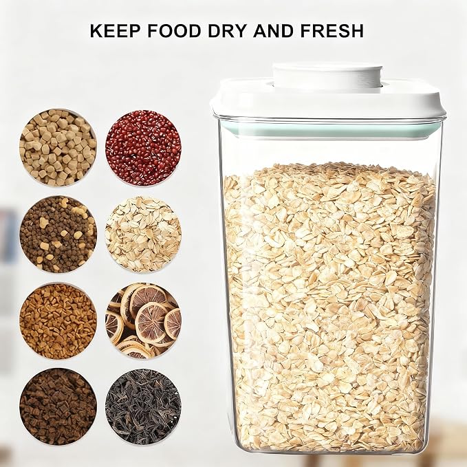 Pop Containers with Lids Stackable Food Storage Containers 4pcs | with 4pcs Measure Scoop Airtight Kitchen Pantry Organizers for Snack Candy Salt Herb Spices Pasta Cereal Flour Sugar BPA-Free - Image 5
