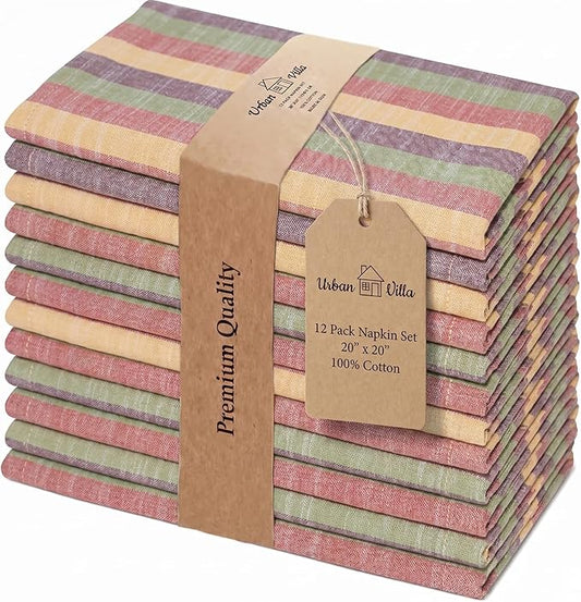 Urban Villa Cloth Napkins Cotton 20x20 (Set of 12) Harvestst Ripes by CottonTrends