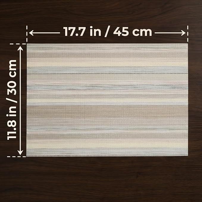 Textile Placemats Set of 6 - Heat Resistant Non-Slip Wipeable Place Mats for Party/Indoor/Outdoor Kitchen Dining Table, Washable Durable Woven Table Mats（Beige, 6） - Image 3