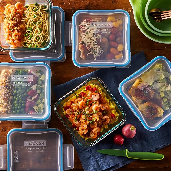 Snapware Glass Total Solutions (5-Pack, 4 Cup) Food Storage Containers Set | Airtight & leakproof plastic locking BPA-free lids, freezer, dishwasher, microwave safe - Image 3