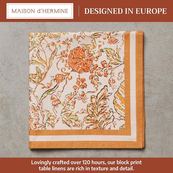 Maison d' Hermine Cloth Napkins Set of 4 Reusable 100% Cotton (20" x 20") | Everyday Square Napkins Cloth Washable Dinner Wedding Restaurant Hotel Kitchen Thanksgiving Christmas - Pumpkin Spice - Image 2