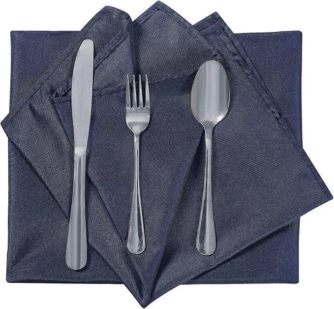 Cloth Napkins 17x17 inch Washable Polyester Dinner Napkins Soft Table Napkins for Wedding Party Dining Banquet(Navy,50PCS) - Image 4