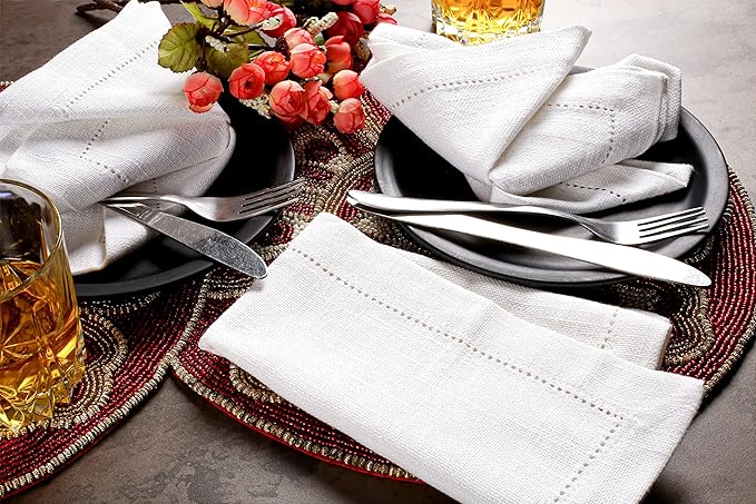 Cloth Dinner Napkins Set of 6 – 100% Cotton White Dinner Napkins 16x16 – Reusable for Easter, Christmas, Weddings, Baby Shower, Parties - Image 8