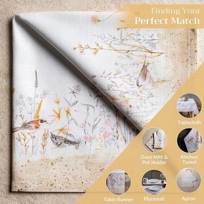Maison d' Hermine Cloth Napkins Set of 4 Reusable 100% Cotton (20" x 20") | Everyday Square Napkins Cloth Washable Dinner Party Wedding Restaurant Hotel Kitchen Spring Summer - Meadow Florals - Beige - Image 5