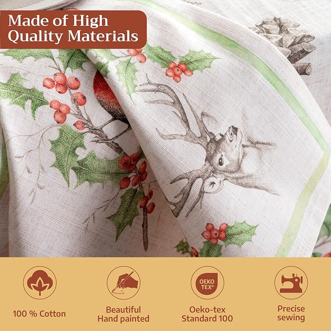 Maison d' Hermine Cloth Napkins Set of 4 Reusable 100% Cotton (20" x 20") | Everyday Square Napkins Cloth Washable Dinner Wedding Restaurant Hotel Kitchen Thanksgiving Christmas - Christmas Dew - Image 3