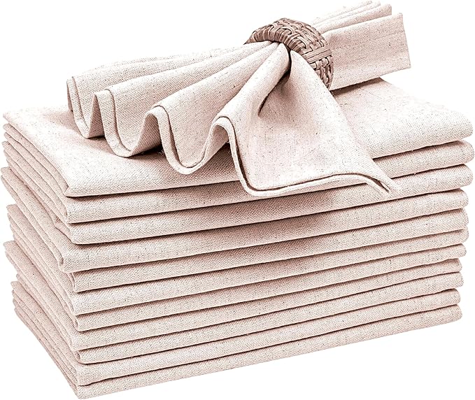 Linen Flax Cotton Cloth Dinner Napkins Set of 12 – 18x18 | Natural Reusable Fabric Napkins For Weddings, parties, Dinners & Table Décor – Elegant & Durable - Image 3