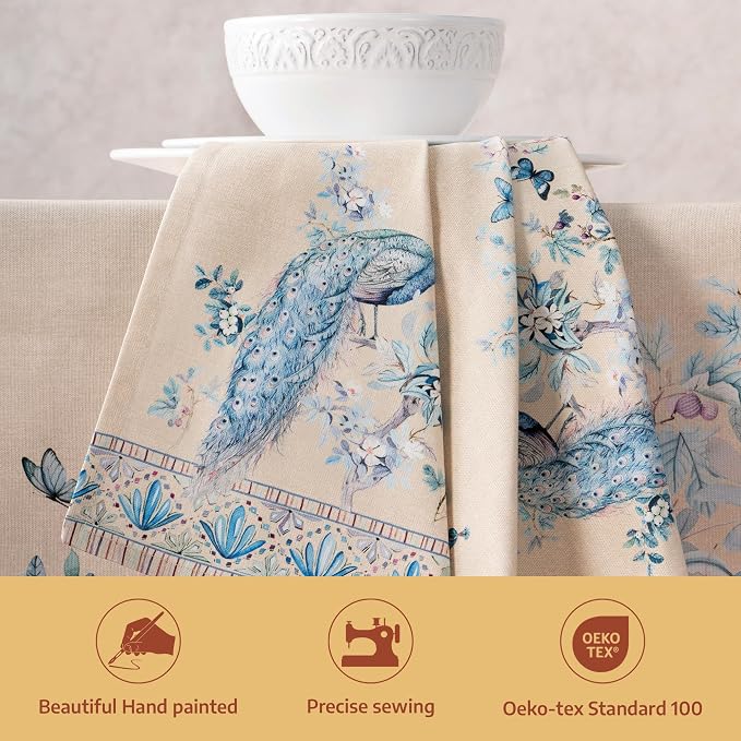 Maison d' Hermine Cloth Napkins Set of 4 100% Combed Cotton (20" x 20") | Everyday Square Napkins Cloth Washable Dinner Party Wedding Hotel Kitchen Spring Summer - Peacock Utopia - Sandy Beach - Image 2