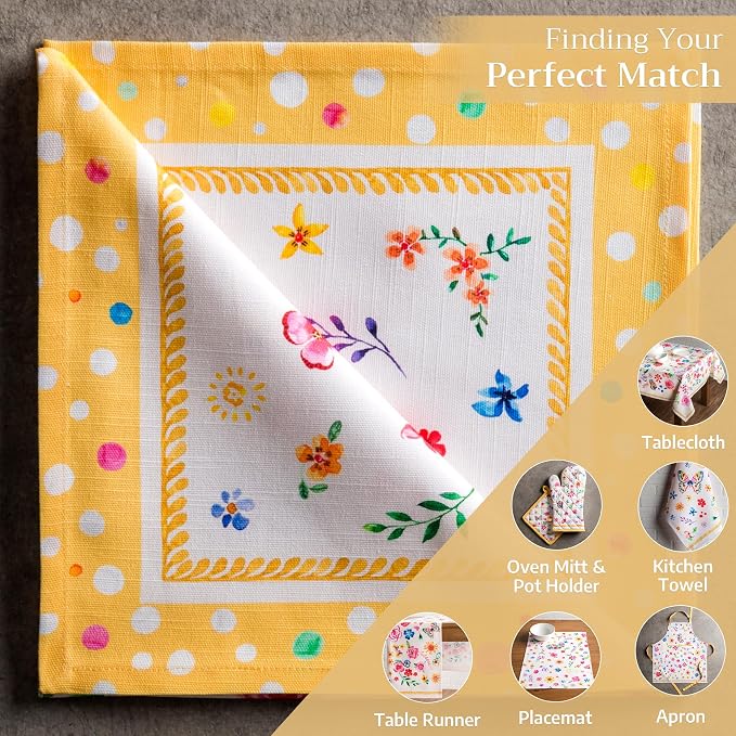 Maison d' Hermine Cloth Napkins Set of 4 Reusable 100% Cotton (20" x 20") | Everyday Square Napkins Cloth Washable Dinner Party Wedding Restaurant Hotel Kitchen Spring Summer - Happy Florals - Sweety - Image 5