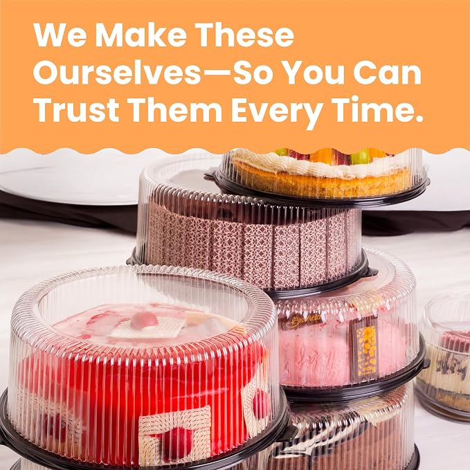WOW 8in Standard PET Round Cake Carrier, 10-Pack | Fits 8in Cakes, Clear Dome Lid, Stackable, Lightweight, Desserts, Pies, Pastries, 10.5in Diameter - Image 9