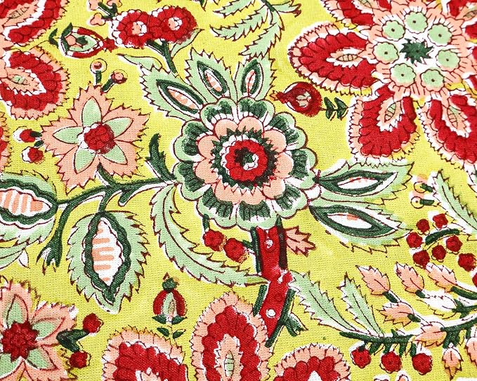 16x16 Inches Cotton Napkins Set of 4, Yellow Green, Washable Hand Block Printed Reusable Cloth Napkins for Dinning, Party, Wedding, Home Decor Autumn - Image 4