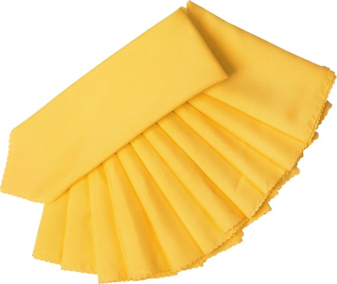 Pack of 100 Polyester Napkins 17 x 17 Inch Square with Scalloped Edge, Plain Washable Reusable Dining Table Cloth Napkin for Wedding Party Banquet Home Restaurant Bistro Decoration - Yellow Gold - Image 2