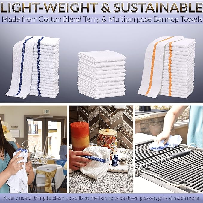 120 PC New Cotton Blend White Restaurant Bar Mops Kitchen Towels 28oz (10 Dozen) (120, White) - Image 3