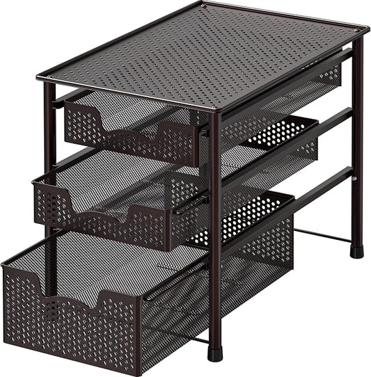 Simple Houseware Stackable 3 Tier Sliding Basket Organizer Drawer, Bronze by SimpleHouseware