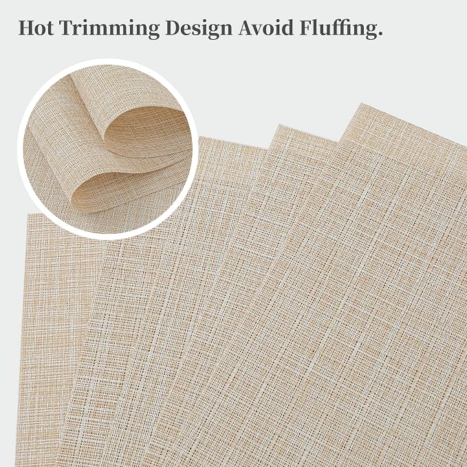 Leetaltree Beige Placemats Set of 20 - Heat Resistant Non-Slip Place mats for Dining Table, Washable Durable PVC Vinyl Woven Table Mats(Beige, 20) - Image 3