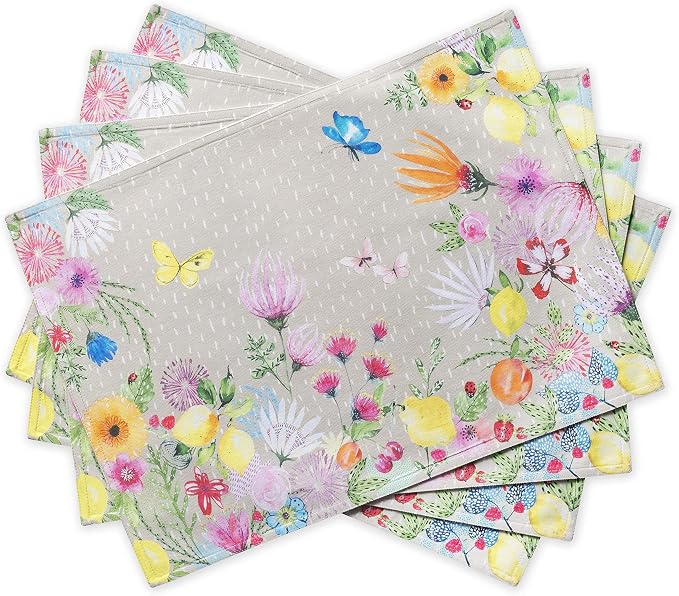 Maison d' Hermine Jardin D’ETE - Fog Bundle Set 100% Cotton Set of 4 Napkins (20 Inch by 20 Inch) and Set of 4 Place Mats (13 Inch by 19 Inch) - Image 2