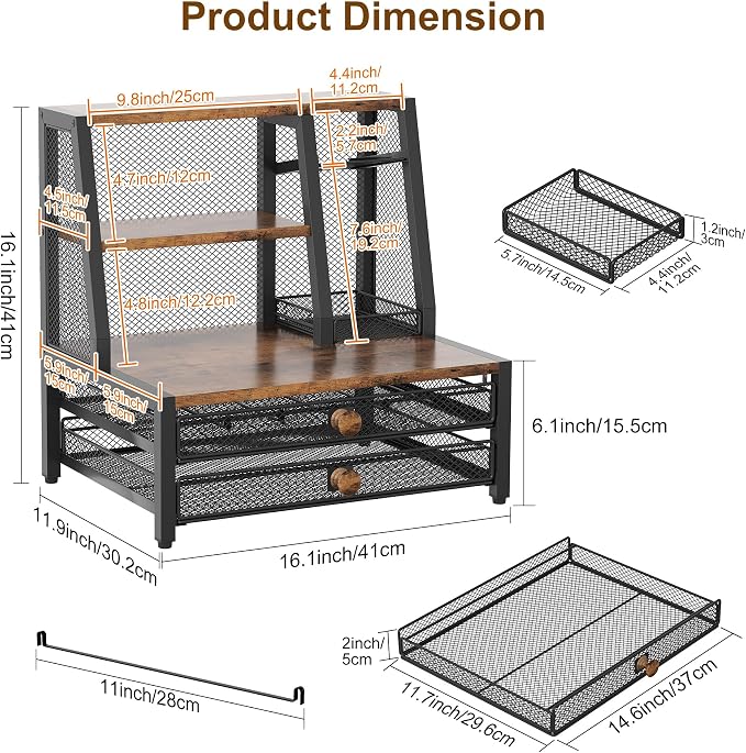 TQVAI Coffee Bar Organizer, Maximize Small Countertop Space, 70 Standard Capsules Capacity with Sliding Pods Drawer, 4-Tier Coffee Station Organizer for Home Kitchen Office Commercial - Image 3
