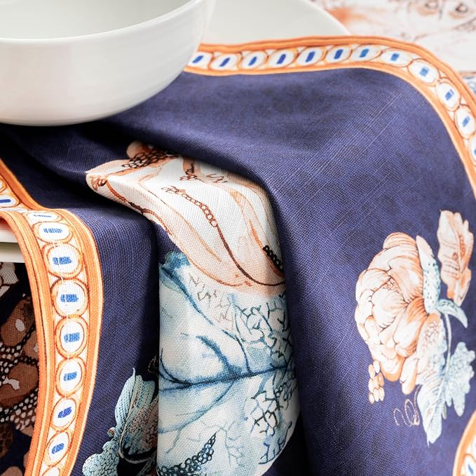 Maison d' Hermine Cloth Napkins Set of 4 Reusable 100% Cotton (20" x 20") | Everyday Square Napkins Cloth Washable Dinner Wedding Restaurant Hotel Kitchen Thanksgiving Christmas - Pumpkin Blues - Image 7